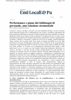 Performance e piano dei fabbisogni di personale, una relazione strumentale