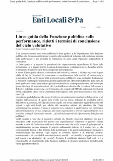 Linee guida della Funzione pubblica sulle performance, ridotti i termini di conclusione del ciclo valutativo