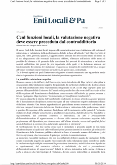 Ccnl funzioni locali, la valutazione negativa deve essere preceduta dal contraddittorio