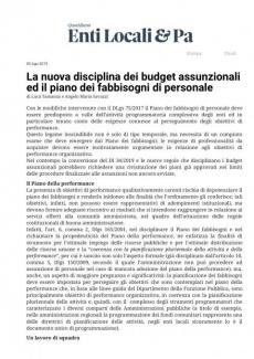 La nuova disciplina dei budget assunzionali ed il piano dei fabbisogni di personale