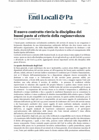 Il nuovo contratto rinvia la disciplina dei buoni pasto al criterio della ragionevolezza