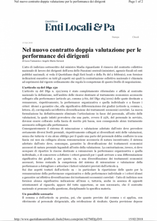 Nel nuovo contratto doppia valutazione per le performance dei dirigenti