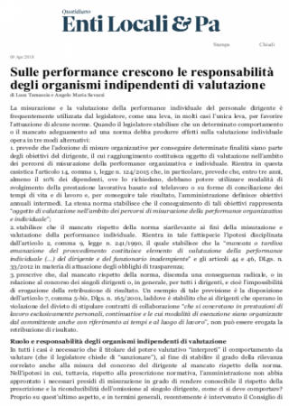 Sulle performance crescono le responsabilità degli organismi indipendenti di valutazione